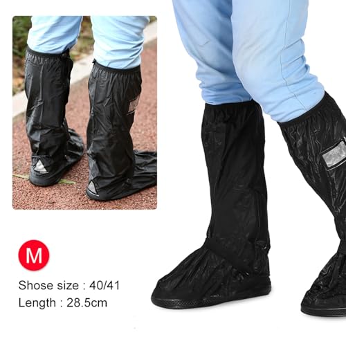 lyrlody Motorrad-Regenstiefelabdeckungen, Wasserdichte Schuhe Abdeckung mit Anti-Skid-Sohle, Premium-PVC (Schwarzer M -Code) von lyrlody
