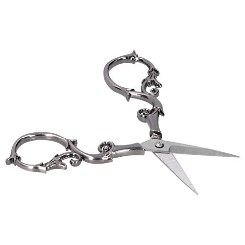 lyrlody Retro Schere Vintage Stickerei Schere Edelstahl Schere Zum Nähen mit Einzigartiger Form 11cm (Silber grau) von lyrlody