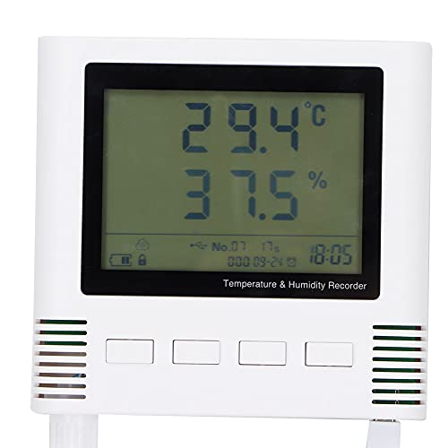 lyrlody Temperaturfeuchtigkeitsdaten Logger USB-Ethernet-Rekorder mit Großer Bildschirmanzeige Integrierter Speicher 260000 Daten Einstellbare Intervalle Zur Überwachung des Speichertransports GSP von lyrlody