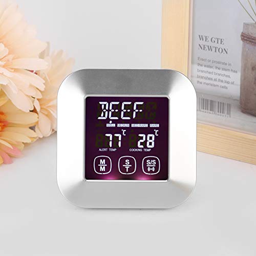 lyrlody Touchscreen-Thermometer Digitales Kochfleisch Fleischthermometer mit Sonde für Grillkontrollofen Steak TS-82 Silber Vielseitige Verwendung Genauer Temperatur Bis zu 250 ℃ Einfach zu Bedienen von lyrlody