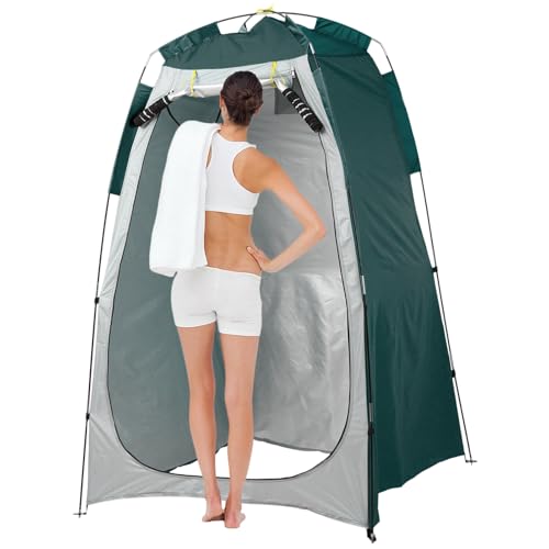 lyrlody Tragbare Duschtoilette Im Freien, um Zeltankleidekabine Sonnenschutzzelt mit Fenster und Tasche für Camping Beach, Privatsphäre, Privatsphäre Duschunterkunft mit Großer (Grün & grau) von lyrlody