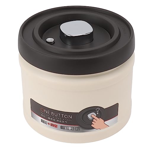 lyrlody Vakuumversiegelter Kaffeebehälterluftdicht Kaffeekanister Edelstahl Kaffee Lagerung mit Datum Tracker und Schaufel für Gemahlene Kaffeebohnen Teer Zucker (1600 ml Beige) von lyrlody