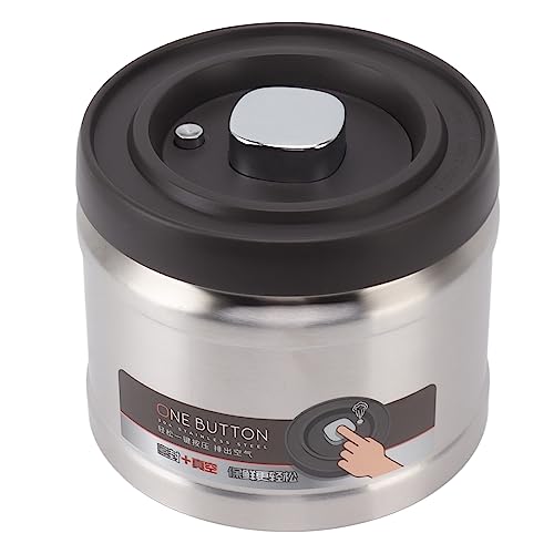 lyrlody Vakuumversiegelter Kaffeebehälterluftdicht Kaffeekanister Edelstahl Kaffee Lagerung mit Datum Tracker und Schaufel für Gemahlene Kaffeebohnen Teer Zucker (1600 ml Edelstahl in natürlicher von lyrlody
