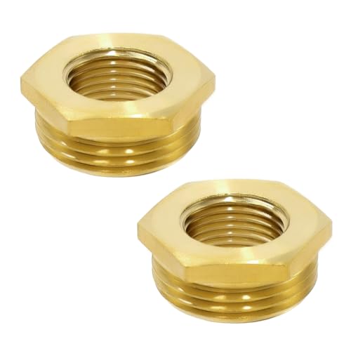 lyualma 2 Stück Messing Reduzierstück G1" auf G1/2" Gewindefitting G1" Reduzierstück aus Messing Außengewinde X G1/2" Innengewinde, für Gewerbe und Haushalt von lyualma