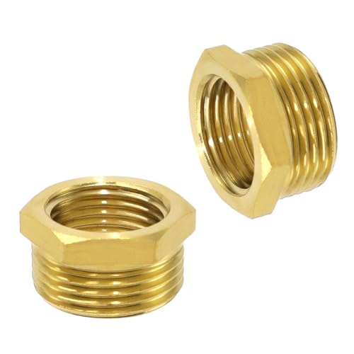 lyualma 2 Stück Messing Reduzierstück G3/4" auf G1/2" Gewindefitting G3/4" Reduzierstück aus Messing Außengewinde X G1/2" Innengewinde, für Gewerbe und Haushalt von lyualma