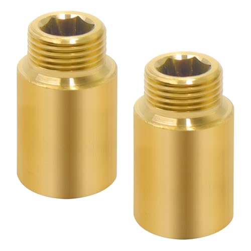 lyualma 2 Stück Messing Verlängerung Fitting G1/2 Zoll x 30 MM Anschluß Verlängerung Gewindefitting Messing Hahnverlängerung für Heizung und Trinkwasser Installation von lyualma