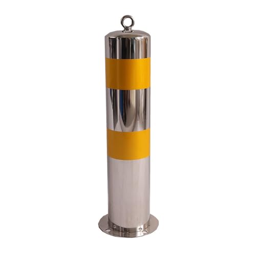 Edelstahl Sicherheitsbollard, Reflektierender Parkplatzbarrierenpoller mit Kettenring, Einfahrtpoller für Garage, Straße und Gemeinschaft(19.6in/50cm) von lyxamjrzyp