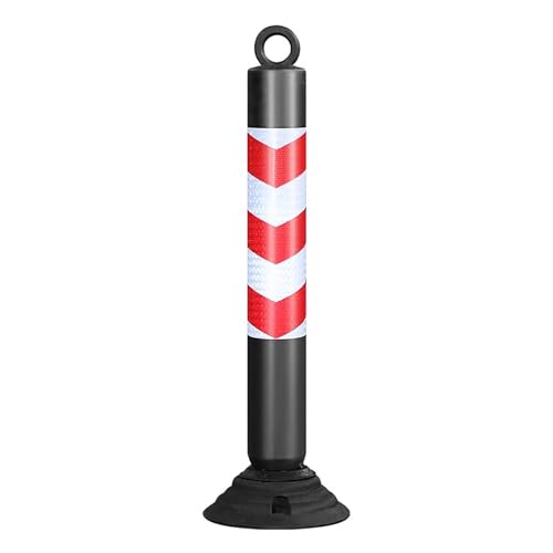 Plastik Sicherheitsbollard, Parkplatzbarriere mit Gummibasis, Reflektierende Warnpoller für Garage, Straße und Gemeinschaftsbereiche(Black) von lyxamjrzyp