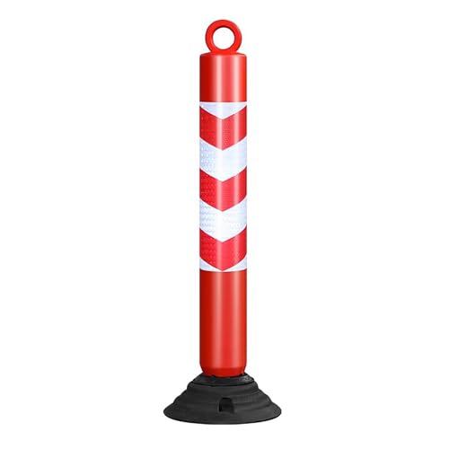 Plastik Sicherheitsbollard, Parkplatzbarriere mit Gummibasis, Reflektierende Warnpoller für Garage, Straße und Gemeinschaftsbereiche(Red) von lyxamjrzyp