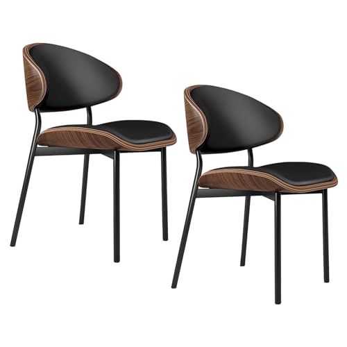 lyxamjrzyp Esszimmerstühle 2er Set, Gepolsterte Lederstühle mit Rückenlehne, Moderne Stühle für Schlafzimmer, Wohnzimmer oder Hotel(Black) von lyxamjrzyp