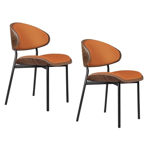 lyxamjrzyp Esszimmerstühle 2er Set, Gepolsterte Lederstühle mit Rückenlehne, Moderne Stühle für Schlafzimmer, Wohnzimmer oder Hotel(Orange) von lyxamjrzyp