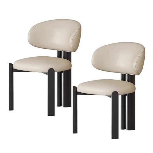 lyxamjrzyp Esszimmerstühle 2er Set, Moderne Polsterstühle aus Massivholz mit Ergonomischer Rückenlehne, Küchenstuhl, Esszimmerstuhl, Wohnzimmerstuhl(Black+Light Beige) von lyxamjrzyp