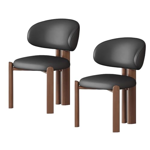 lyxamjrzyp Esszimmerstühle 2er Set, Moderne Polsterstühle aus Massivholz mit Ergonomischer Rückenlehne, Küchenstuhl, Esszimmerstuhl, Wohnzimmerstuhl(Black+Walnut) von lyxamjrzyp
