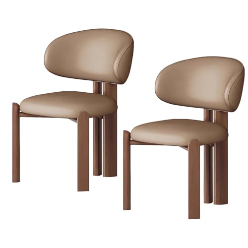 lyxamjrzyp Esszimmerstühle 2er Set, Moderne Polsterstühle aus Massivholz mit Ergonomischer Rückenlehne, Küchenstuhl, Esszimmerstuhl, Wohnzimmerstuhl(Brown+Walnut) von lyxamjrzyp
