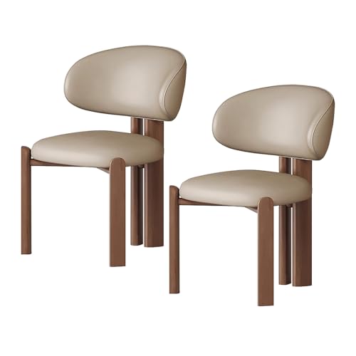 lyxamjrzyp Esszimmerstühle 2er Set, Moderne Polsterstühle aus Massivholz mit Ergonomischer Rückenlehne, Küchenstuhl, Esszimmerstuhl, Wohnzimmerstuhl(Khaki+Walnut) von lyxamjrzyp