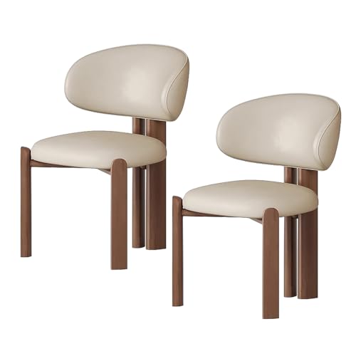 lyxamjrzyp Esszimmerstühle 2er Set, Moderne Polsterstühle aus Massivholz mit Ergonomischer Rückenlehne, Küchenstuhl, Esszimmerstuhl, Wohnzimmerstuhl(Light Beige+Walnut) von lyxamjrzyp