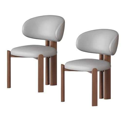 lyxamjrzyp Esszimmerstühle 2er Set, Moderne Polsterstühle aus Massivholz mit Ergonomischer Rückenlehne, Küchenstuhl, Esszimmerstuhl, Wohnzimmerstuhl(Light Gray+Walnut) von lyxamjrzyp