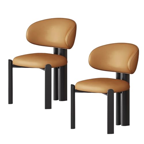 lyxamjrzyp Esszimmerstühle 2er Set, Moderne Polsterstühle aus Massivholz mit Ergonomischer Rückenlehne, Küchenstuhl, Esszimmerstuhl, Wohnzimmerstuhl(Orange+Black) von lyxamjrzyp