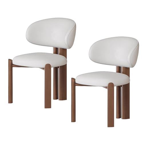 lyxamjrzyp Esszimmerstühle 2er Set, Moderne Polsterstühle aus Massivholz mit Ergonomischer Rückenlehne, Küchenstuhl, Esszimmerstuhl, Wohnzimmerstuhl(White+Walnut) von lyxamjrzyp