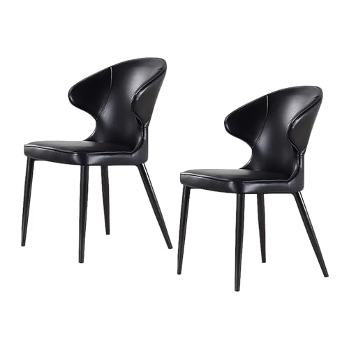 lyxamjrzyp Esszimmerstühle Set 2 Stück, Kunstleder Stühle mit Gepolsterter Sitzfläche, Moderne Esszimmerstühle für Esszimmer, Wohnzimmer(Black) von lyxamjrzyp