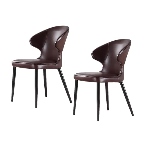 lyxamjrzyp Esszimmerstühle Set 2 Stück, Kunstleder Stühle mit Gepolsterter Sitzfläche, Moderne Esszimmerstühle für Esszimmer, Wohnzimmer(Brown) von lyxamjrzyp