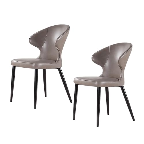 lyxamjrzyp Esszimmerstühle Set 2 Stück, Kunstleder Stühle mit Gepolsterter Sitzfläche, Moderne Esszimmerstühle für Esszimmer, Wohnzimmer(Gray) von lyxamjrzyp
