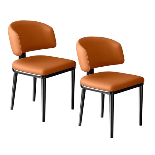 lyxamjrzyp Esszimmerstühle Set 2 Stück, Moderne Gepolsterte Esszimmerstühle, Kunstleder Stühle für Küche, Esszimmer, Wohnzimmer, Zuhause(Orange) von lyxamjrzyp