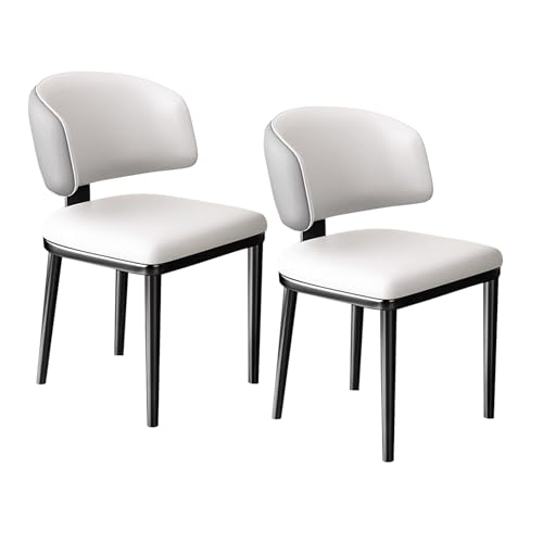 lyxamjrzyp Esszimmerstühle Set 2 Stück, Moderne Gepolsterte Esszimmerstühle, Kunstleder Stühle für Küche, Esszimmer, Wohnzimmer, Zuhause(White) von lyxamjrzyp