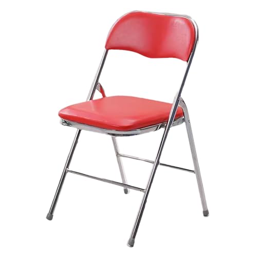 lyxamjrzyp Klappstuhl Esszimmer, Klappstuhl Gepolstert, Metallrahmen mit Sitz und Rückenlehne aus Leder, Tragfähigkeit 350 lbs (Color : Red) von lyxamjrzyp