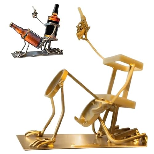 lyxamjrzyp Totenkopf und WeinflaschenstäNder, Einzigartiges Weinregal, Lustiger Kreativer PräSentationsstäNder füR GeträNke- oder Whiskyflaschen(Gold) von lyxamjrzyp
