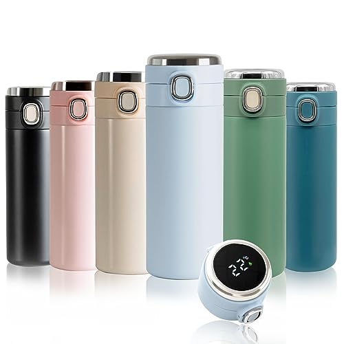 m MU Thermosflasche, Vakuum Isolierbecher Trinkflasche aus 304 Edelstahl 400ML, LED-Touchscreen-Temperaturanzeige, Thermoskanne Wasserflasche Perfekt für Home, Büro, Reise, Sport/Blau m MU Thermosflasche, Vakuum Isolierbecher Trinkflasche aus 304 Edelstahl 400ML, LED-Touchscreen-Temperaturanzeige, Thermoskanne Wasserflasche Perfekt für Home, Büro, Reise, Sport/Blau von m MU