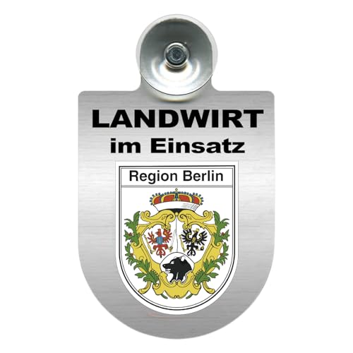 Alu-Dienstschild mit Saugnapf – Landwirt im Einsatz - Schild für Auto, Traktor – individuell mit Wappen – Aluminium – Beruf, Hobby – Autoschild (Berlin) von m-creativeworld production