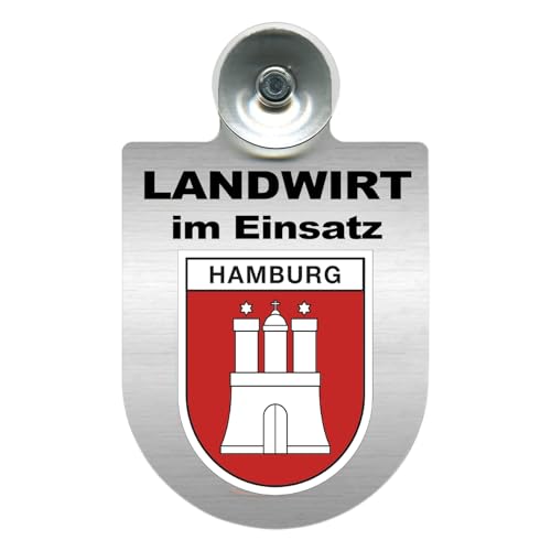 Alu-Dienstschild mit Saugnapf – Landwirt im Einsatz - Schild für Auto, Traktor – individuell mit Wappen – Aluminium – Beruf, Hobby – Autoschild (Hamburg) von m-creativeworld production