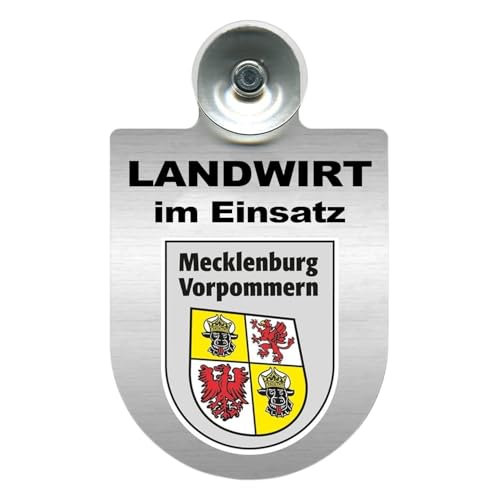 Alu-Dienstschild mit Saugnapf – Landwirt im Einsatz - Schild für Auto, Traktor – individuell mit Wappen – Aluminium – Beruf, Hobby – Autoschild (Mecklenburg-Vorpommern) von m-creativeworld production