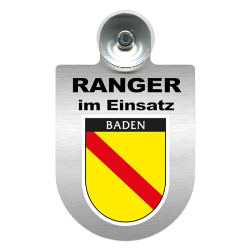 Alu-Dienstschild mit Saugnapf – Ranger im Einsatz - Schild für Auto – individuell mit Wappen – Aluminium – Beruf, Hobby - Forst (Baden) von m-creativeworld production