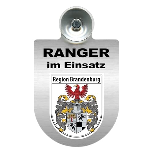 Alu-Dienstschild mit Saugnapf – Ranger im Einsatz - Schild für Auto – individuell mit Wappen – Aluminium – Beruf, Hobby - Forst (Brandenburg) von m-creativeworld production