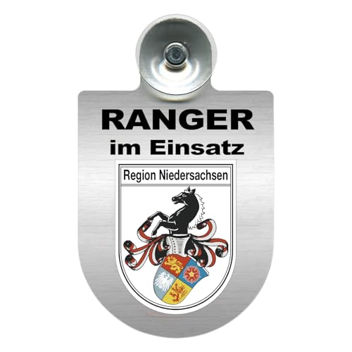 Alu-Dienstschild mit Saugnapf – Ranger im Einsatz - Schild für Auto – individuell mit Wappen – Aluminium – Beruf, Hobby - Forst (Niedersachsen) von m-creativeworld production