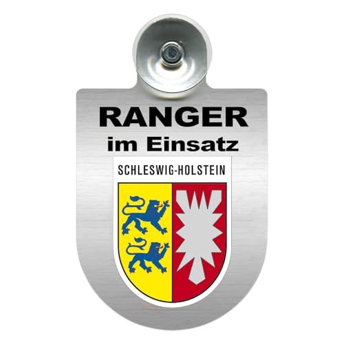 Alu-Dienstschild mit Saugnapf – Ranger im Einsatz - Schild für Auto – individuell mit Wappen – Aluminium – Beruf, Hobby - Forst (Schleswig-Holstein) von m-creativeworld production