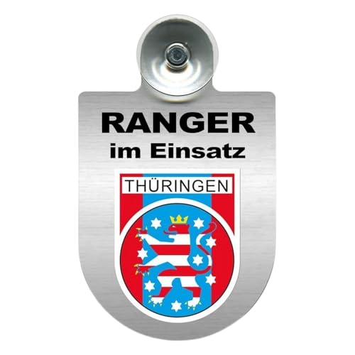 Alu-Dienstschild mit Saugnapf – Ranger im Einsatz - Schild für Auto – individuell mit Wappen – Aluminium – Beruf, Hobby - Forst (Thüringen) von m-creativeworld production