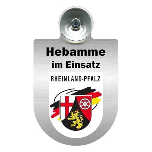 Aluminium Dienstschild mit Saugnapf, Hebamme im Einsatz, für Auto Frontscheibe, Windschutzscheibe, 10x16 cm (Rheinland-Pfalz) von m-creativeworld production