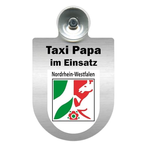 Einsatzschild für Auto Windschutzscheibe mit Saugnapf, Alu-Dienstschild Taxi Papa im Einsatz, 10x16 cm, Geschenk (Nordrhein-Westfalen) von m-creativeworld production