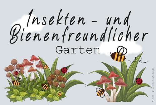 Gartenschild Insektenfreundlicher Garten, Blumenwiese, Blühwiese, 30 x 20 cm, Kunststoff, 1 mm Dicke von m-creativeworld production
