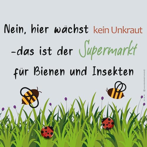 Gartenschild Supermarkt für Bienen und Insekten, Blumenwiese, 30 x 30 cm, Kunststoff von m-creativeworld production
