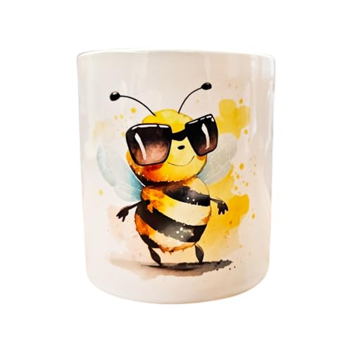 Spardose Keramik Trinkgeldkasse Bedruckt Motiv BEE COOL Coole Biene Kinder Erwachsene Geschenk von m-creativeworld production
