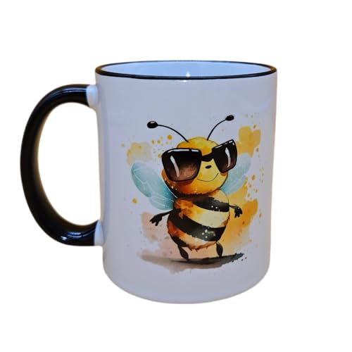Tasse Keramiktasse Druck BEE COOL Biene mit Sonnenbrille Imker Geschenk von m-creativeworld production