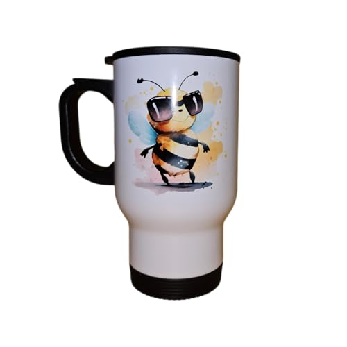m-creativeworld production Edelstahl Thermobecher Thermotasse Kaffee to go Biene cool Imker 400 ml von m-creativeworld production