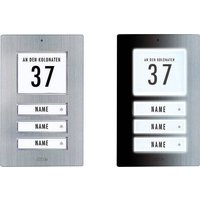M-e modern-electronics 41067 Klingelplatte mit Adressfeld, mit Namensschild 3 Familienhaus Edelstahl von m-e modern-electronics
