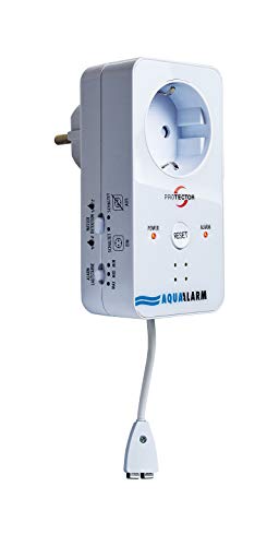 Protector Wassermelder WA-5.1 mit externem Wasserstandsensor für Keller + Pumpenschächte | Wasseralarm mit kabelgebundenem Wassersensor | Wasserstandmelder Netzbetrieb | 2 Meter Kabel | Aquastop von PROTECTOR