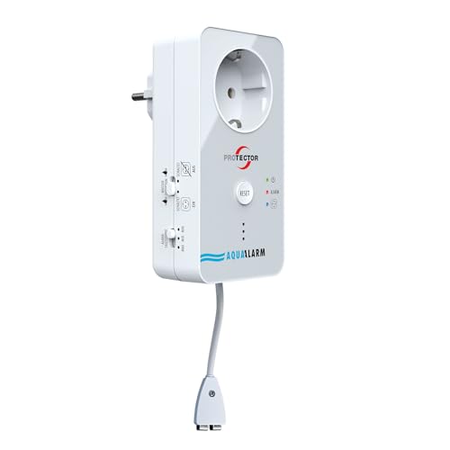 Protector WA-5.1 Wassermelder, 2-fache Sicherheit: Alarmiert, Schaltet angeschlossenes Gerät wahlweise EIN oder Aus, Pumpensteuerung, Waschmaschine Wasseralarm Aqua-Stop von PROTECTOR