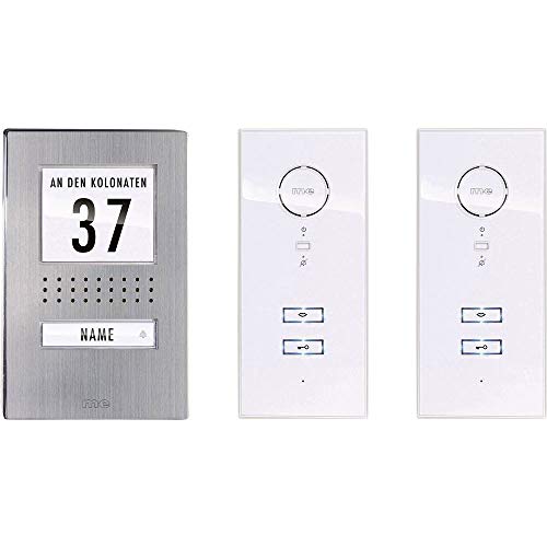 m-e modern-electronics ADV 112 WW 41139 Tuersprechanlage Kabelgebunden Komplett-Set 1 Familienhaus Edelstahl, W, Edelstahl, Weiß von m-e modern-electronics